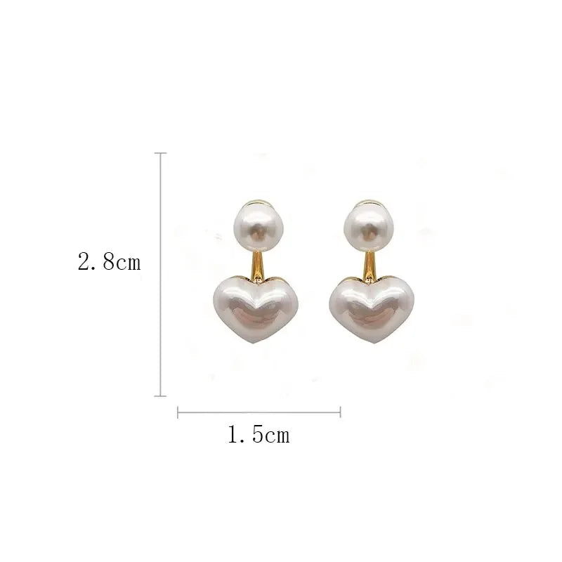 Imitation Pearl Heart Round Geometric Smooth Surface Dangle Earrings for Women Elegant Versatile Ear Fashion Jewelry Wholesale