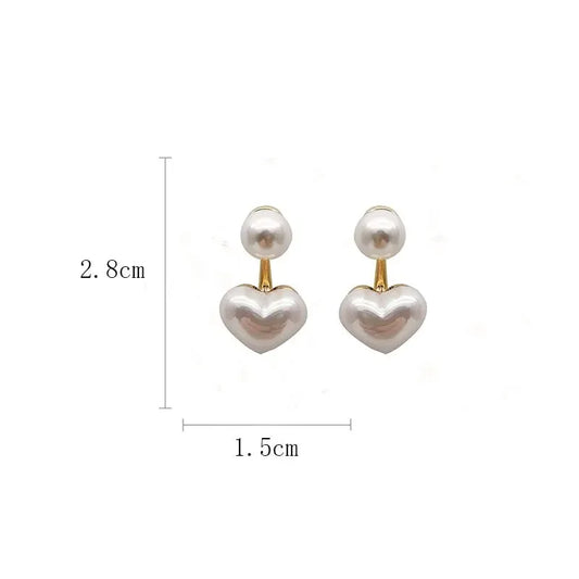 Imitation Pearl Heart Round Geometric Smooth Surface Dangle Earrings for Women Elegant Versatile Ear Fashion Jewelry Wholesale