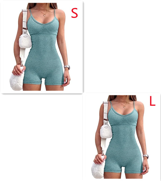 Women Spaghetti Yoga Strap Shorts Jumpsuit Sports For Workout
