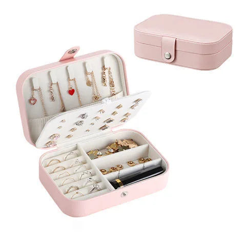 Portable Jewelry Box Jewelry Organizer Display Travel Jewelry Case Boxes Waterproof Leather Storage Zipper Jewelers Joyero