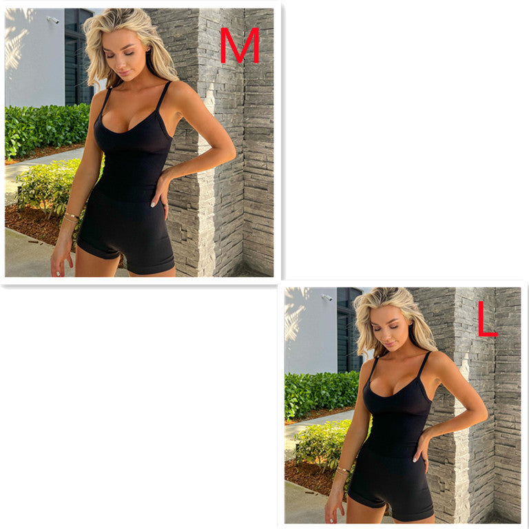Women Spaghetti Yoga Strap Shorts Jumpsuit Sports For Workout