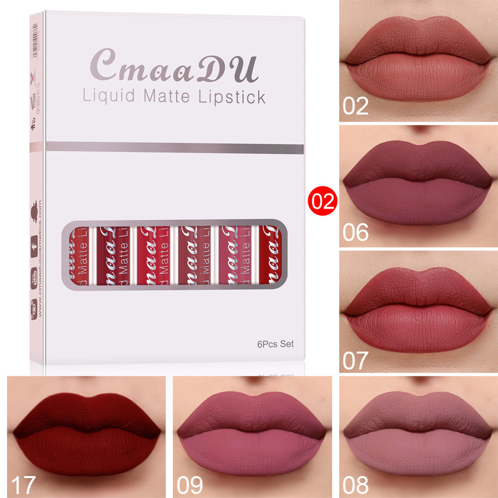 6-Piece Matte Waterproof Lip Gloss Set