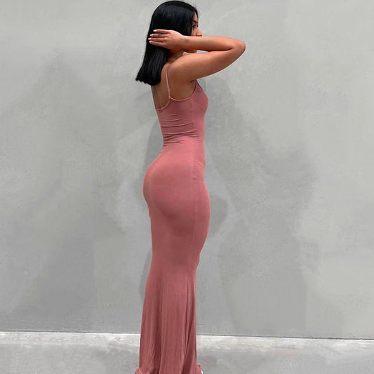 Satin Backless Slip Maxi Dress