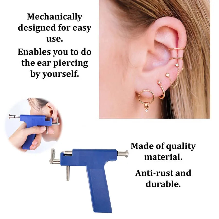 Professional Ear Piercing Gun Tool Set Professional Ear Piercing Gun Tool Set 98pcs Ear Studs Steel Ear Nose Navel Body Piercing