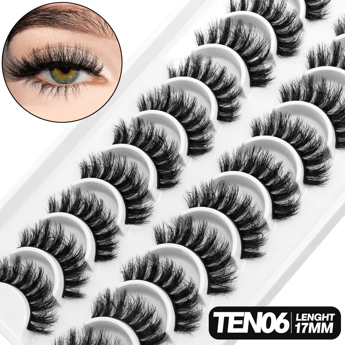 Fluffy 3D Mink Lashes – 10 Pairs of Soft, Full Volume