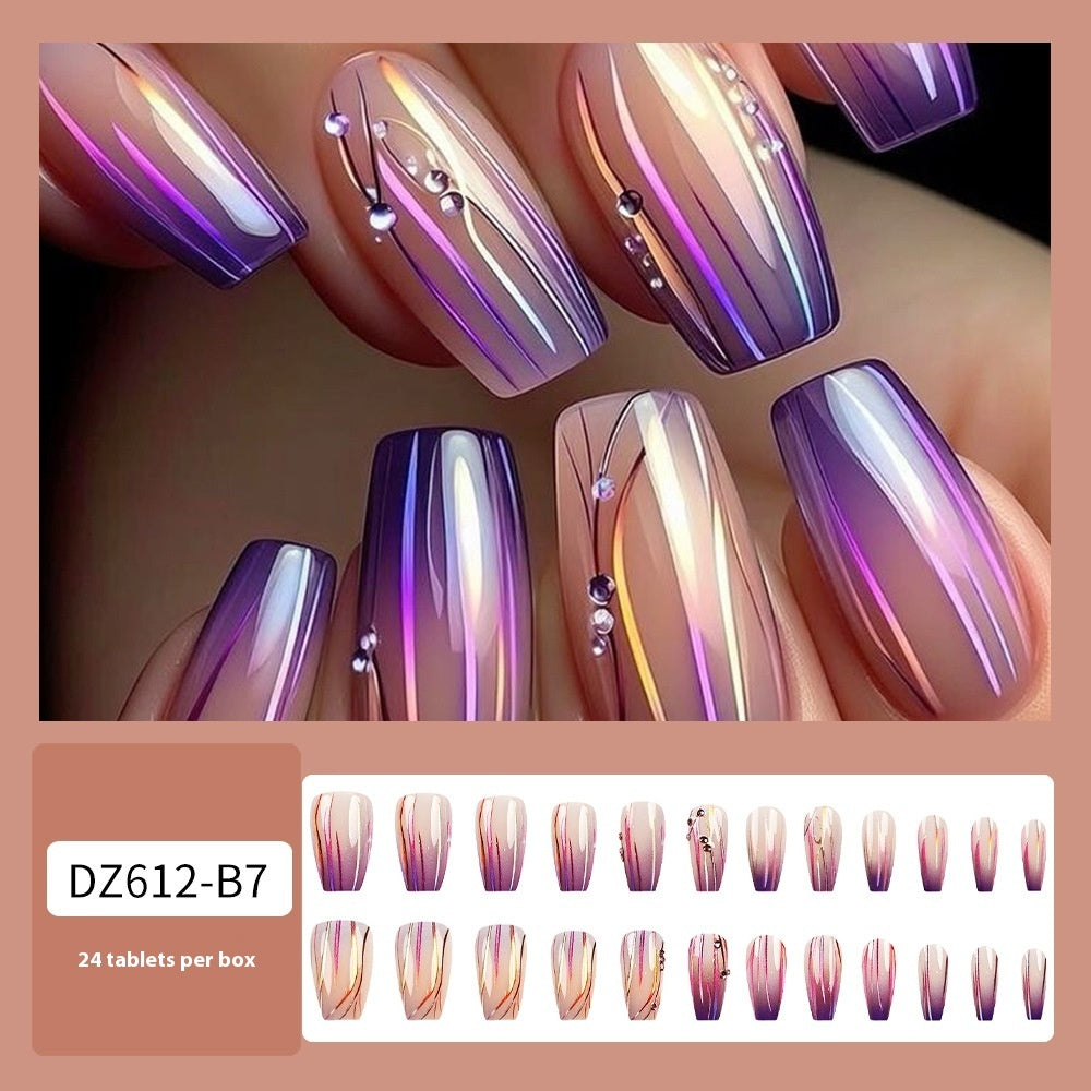 Purple Gradient Nail Stickers with Jelly Glue