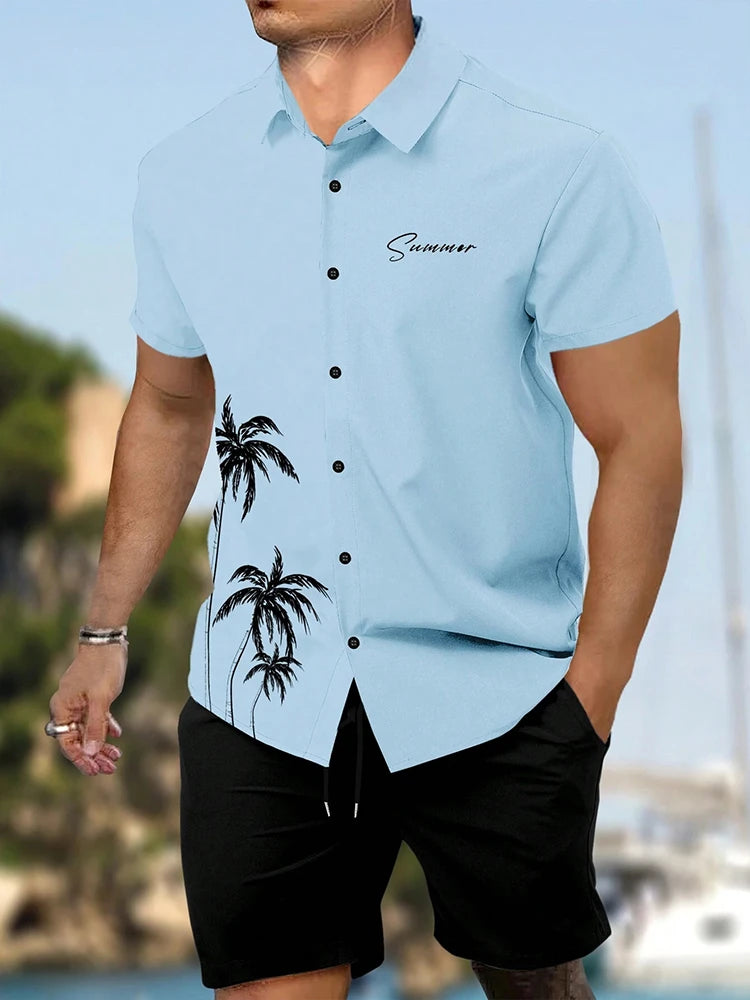 Daily Fashion Men's Short-sleeved Shirts Summer Short-sleeved Shirts And Beach Pants Men's Street Casual Two-piece Men's Shorts