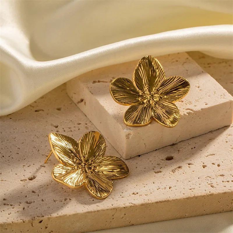 2Pcs New Trendy Stainless Steel Butterfly Stud Earring, Charm 18K Gold Plated High Quality Statement Waterproof Jewelry Gift