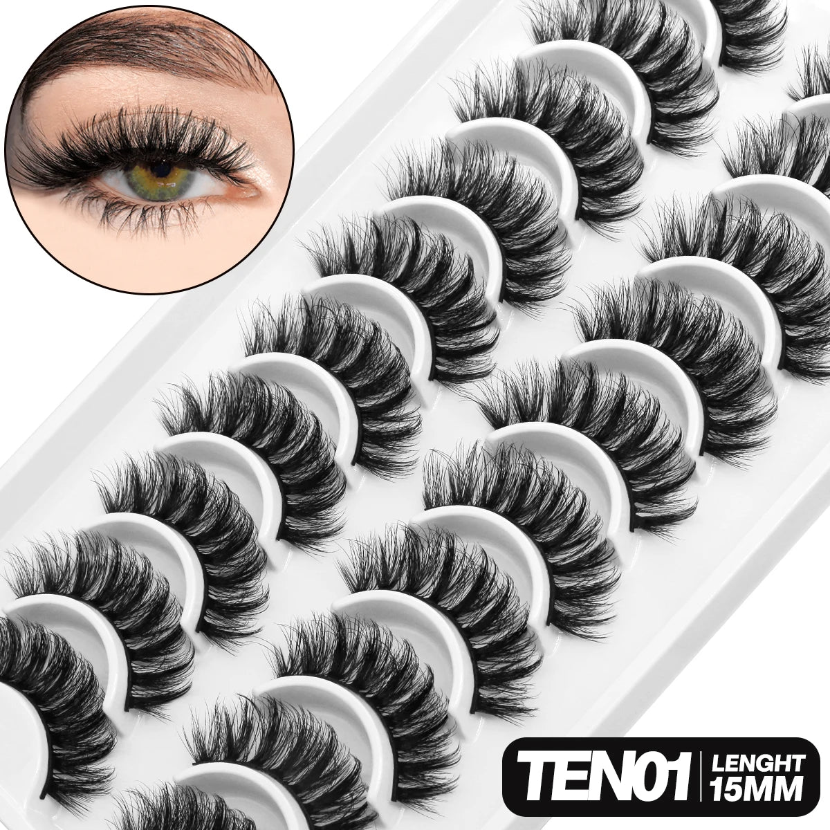 Fluffy 3D Mink Lashes – 10 Pairs of Soft, Full Volume