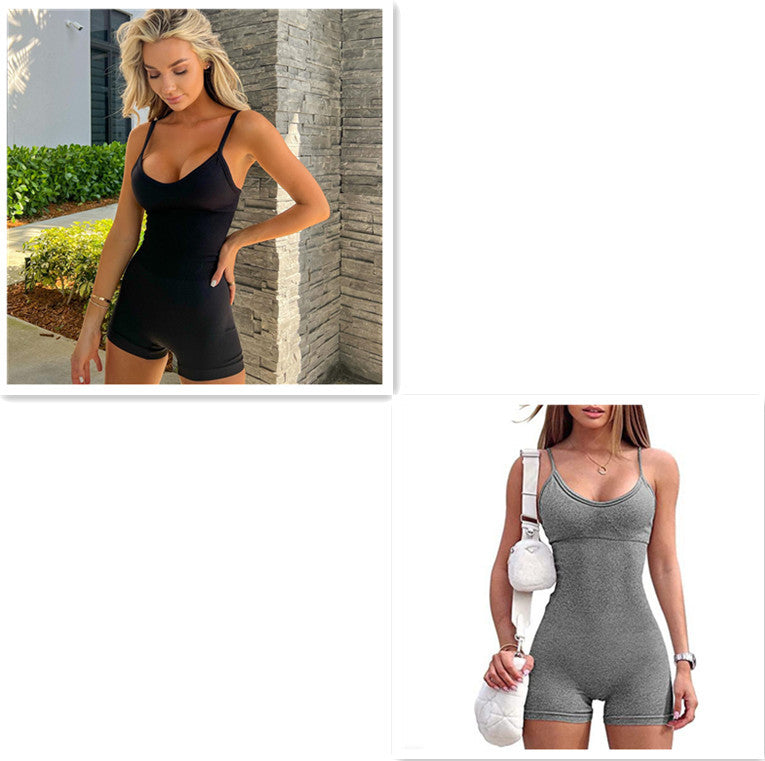 Women Spaghetti Yoga Strap Shorts Jumpsuit Sports For Workout