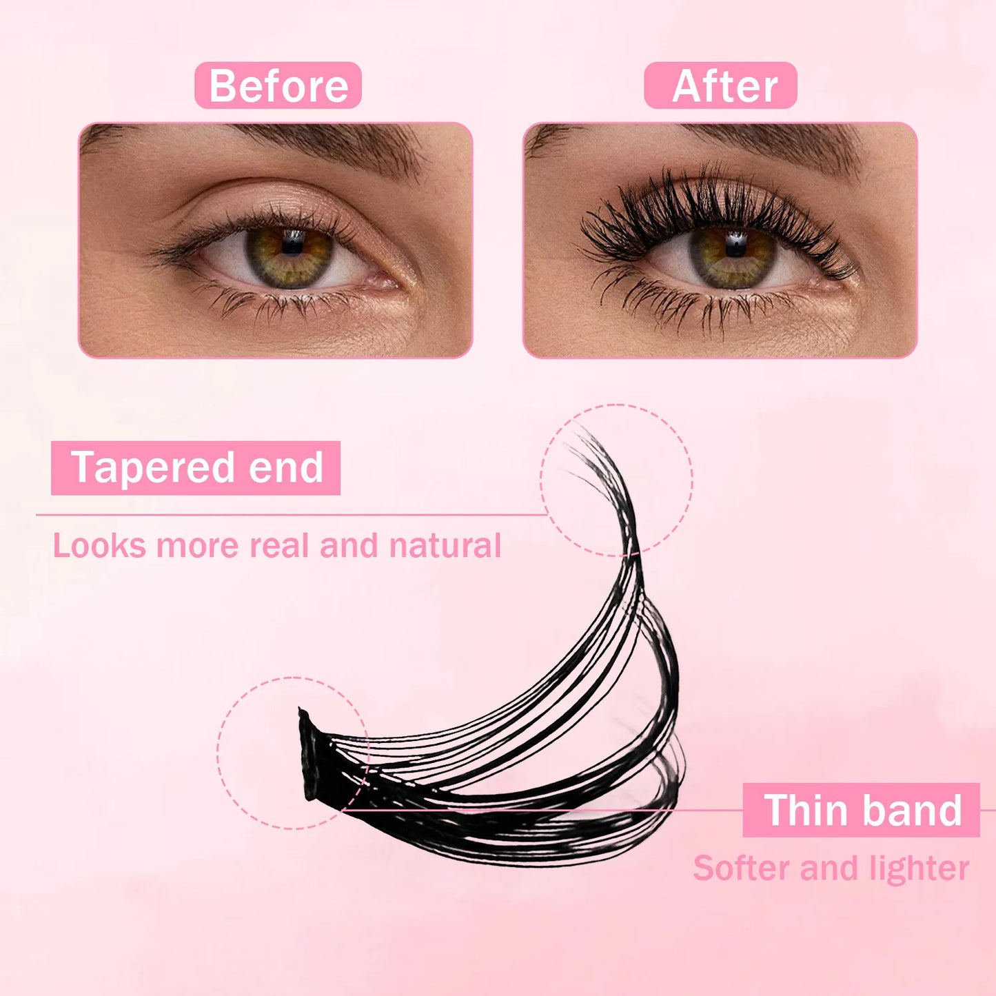 DiY Cluster Lashes Kit 200 Pcs: 8-16mm Mixed, Bond & Seal Glue, Tweezers for Natural Self Application Look