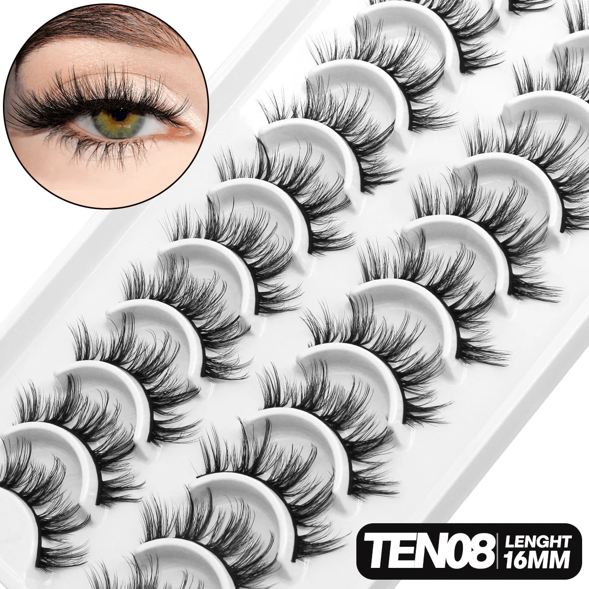 Fluffy 3D Mink Lashes – 10 Pairs of Soft, Full Volume