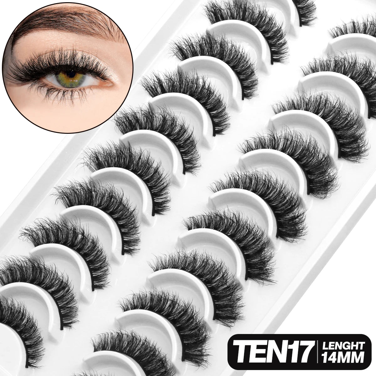Fluffy 3D Mink Lashes – 10 Pairs of Soft, Full Volume