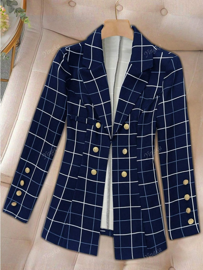 Smart-Casual Plaid Blazer for Modern Women
