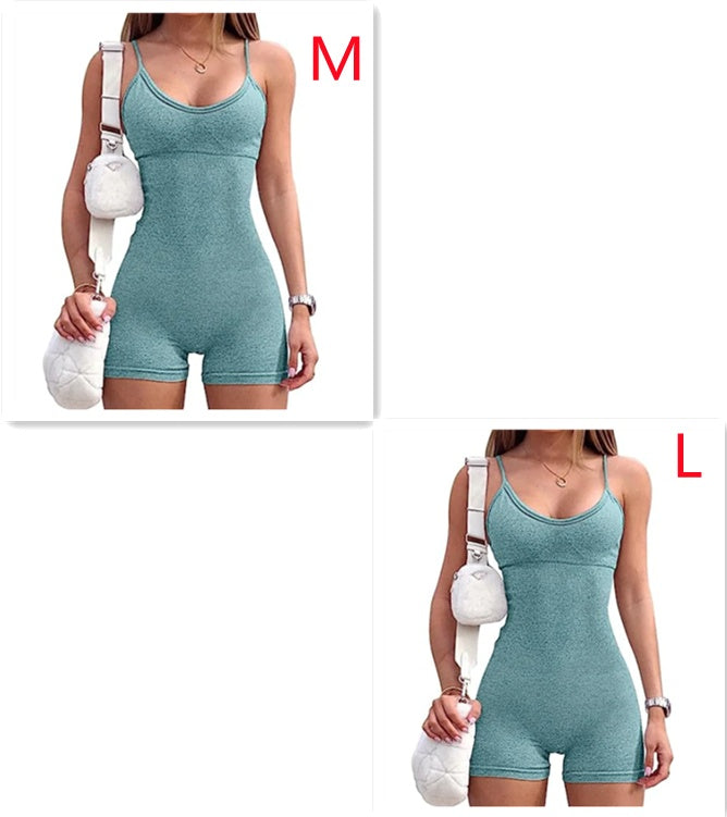 Women Spaghetti Yoga Strap Shorts Jumpsuit Sports For Workout