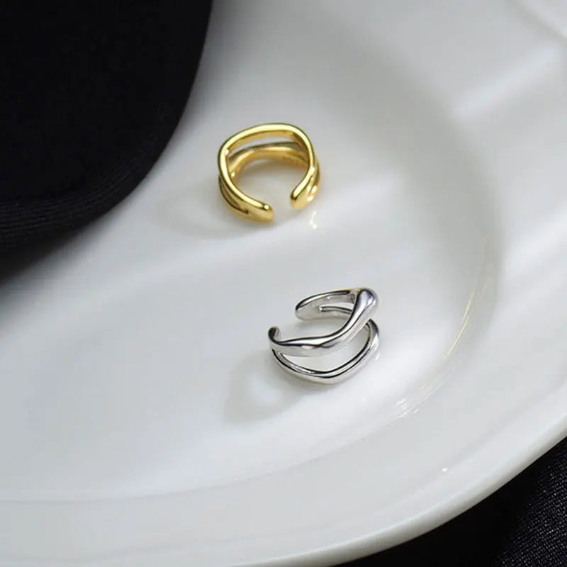 1Pc Ear Cuff Earrings Non-Piercing Double Layer Cuff Ear Clip Earring for Women Fake Cartilage Simple Y2K Jewelry 2025 New