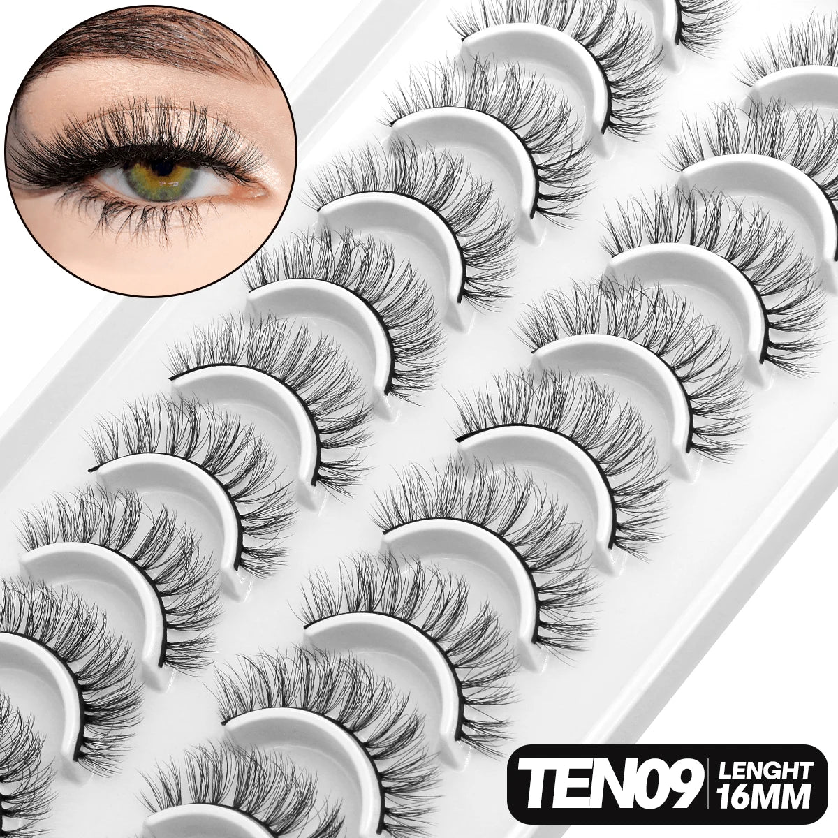 Fluffy 3D Mink Lashes – 10 Pairs of Soft, Full Volume