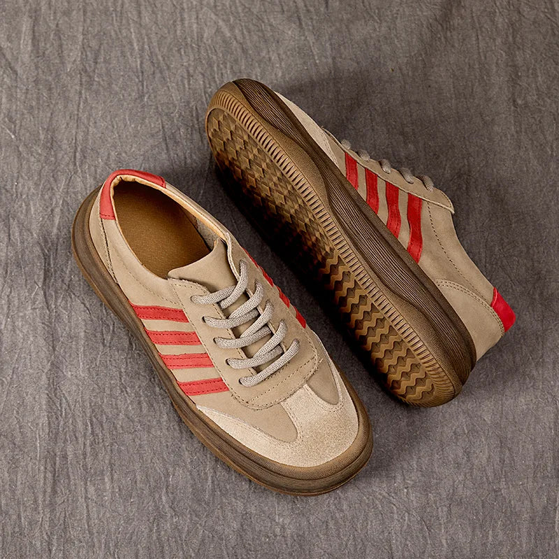 Retro Nostalgic Style Cowhide Women's Shoes All Genuine Leather Casual shoes sneakers