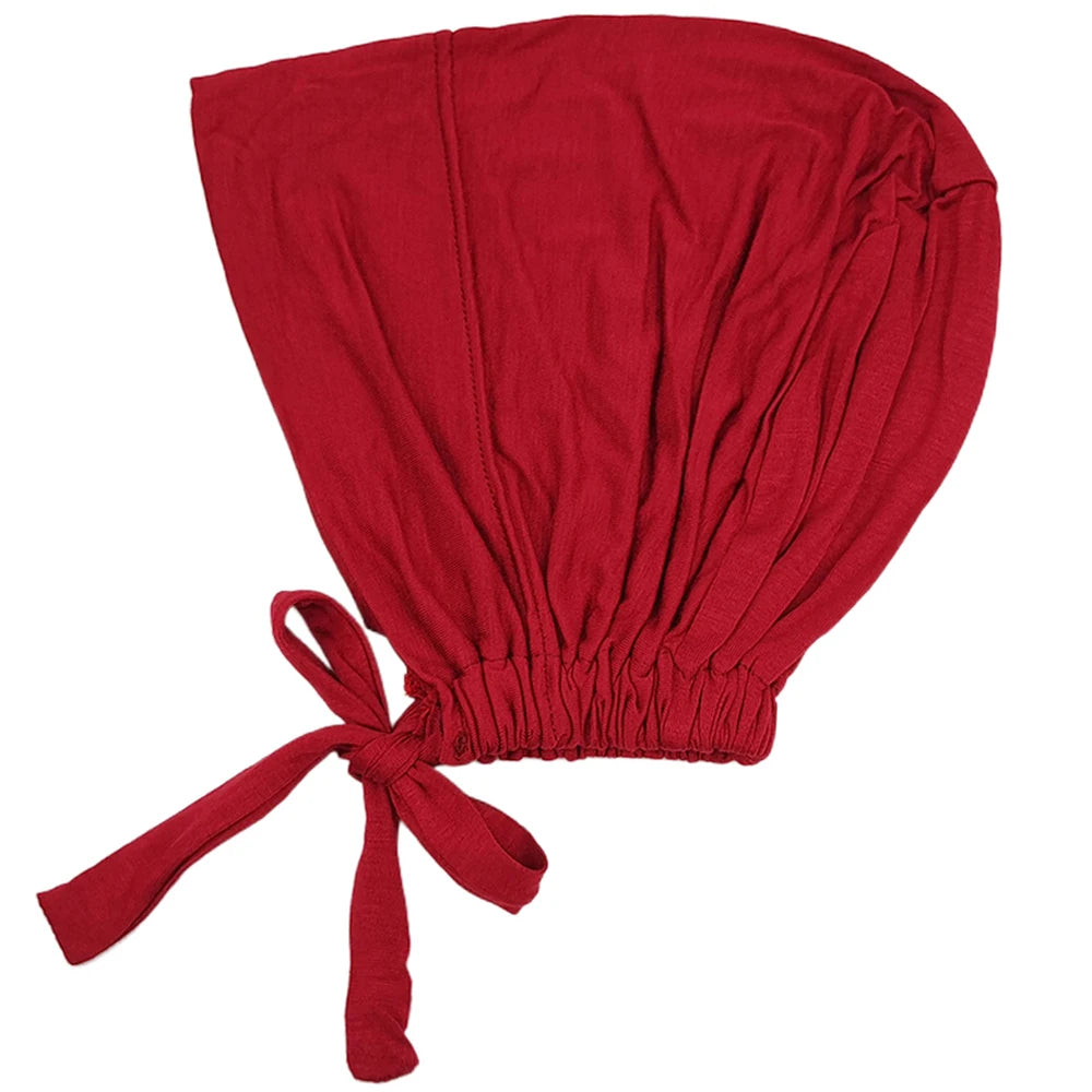 Modal Muslim Turban Hat Inner Hijab Caps Islamic Underscarf Bonnet India Hat Female Headwrap Turbante Mujer Hijab Cap With Rope