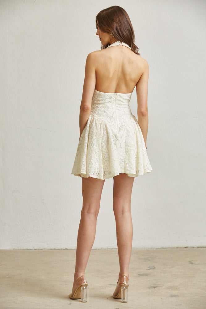 Liza Pearl Lace Halter Neck Dress