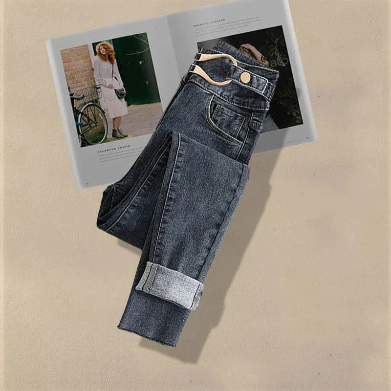 Korean Inspired Matching Set - Trendy Blouse & Slim Jeans