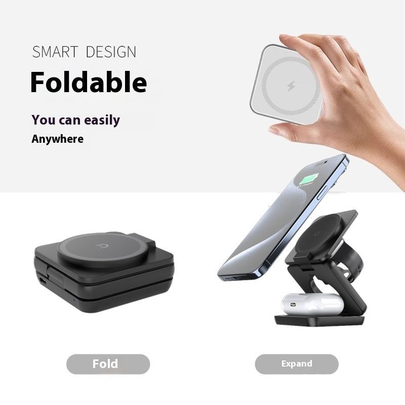 Foldable Magnetic Wireless Charger & Mobile Phone Holder