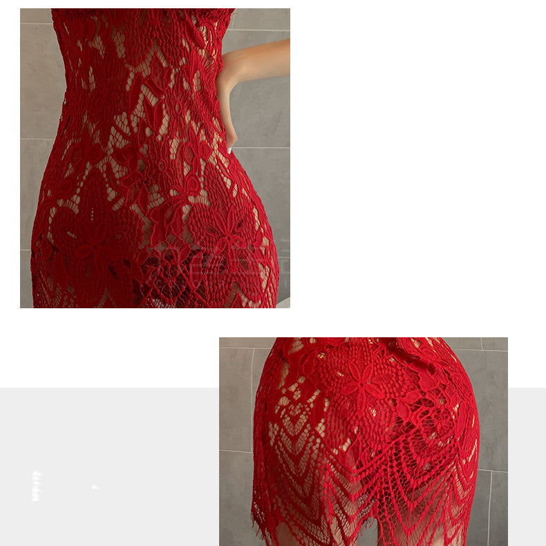Nightwear Lace Mesh Suspender Vest