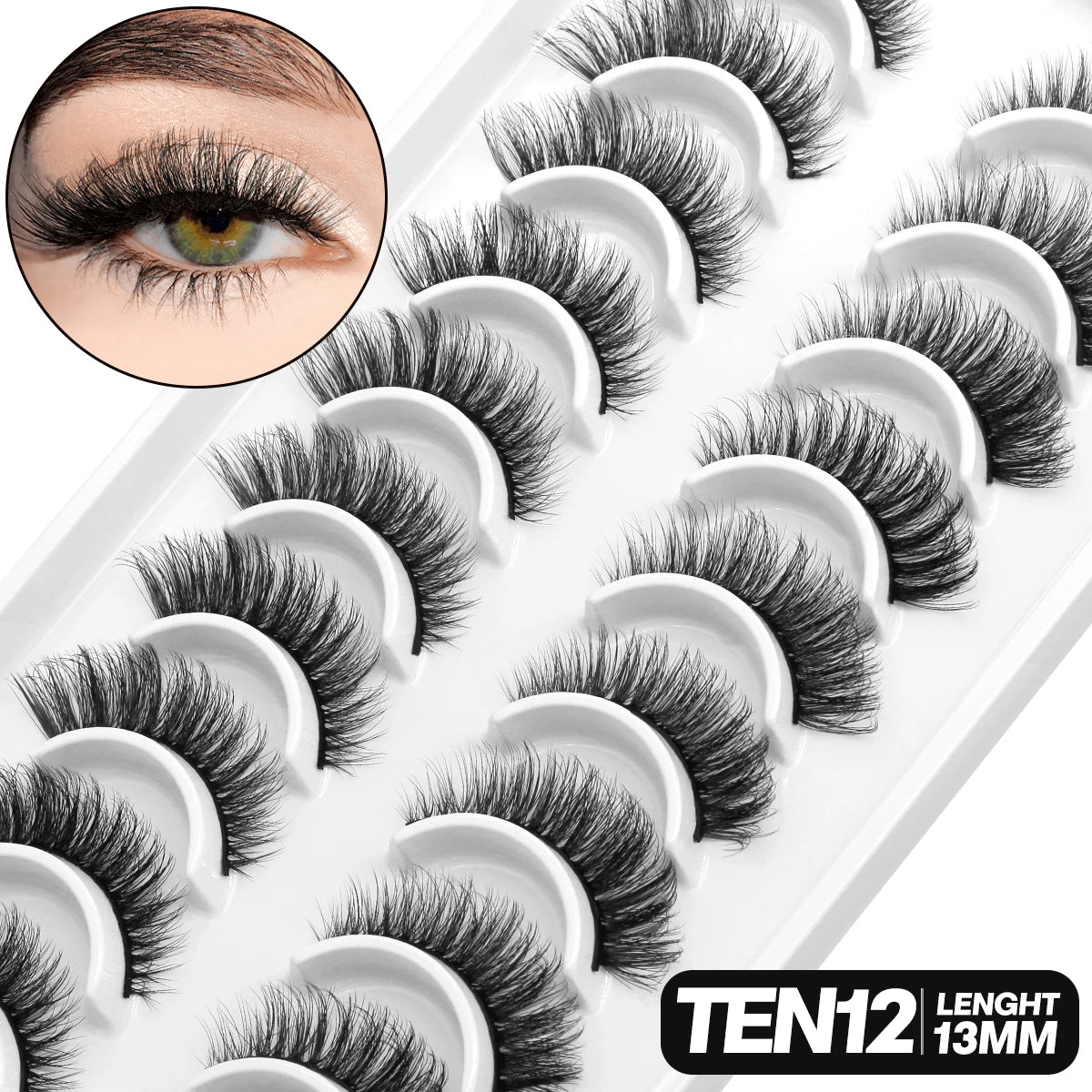 Fluffy 3D Mink Lashes – 10 Pairs of Soft, Full Volume