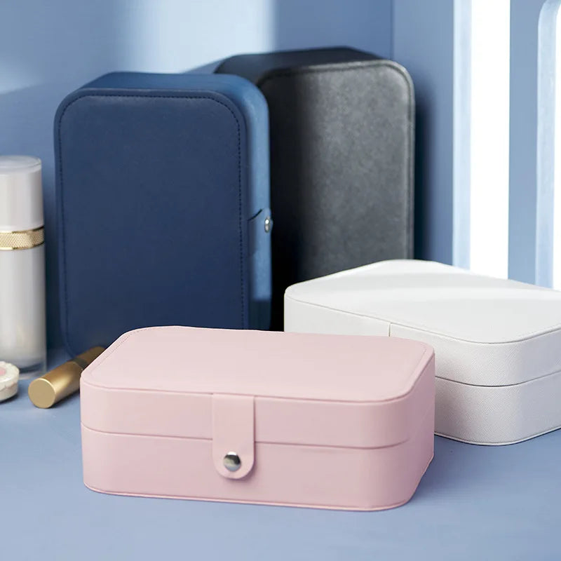 Portable Jewelry Box Jewelry Organizer Display Travel Jewelry Case Boxes Waterproof Leather Storage Zipper Jewelers Joyero