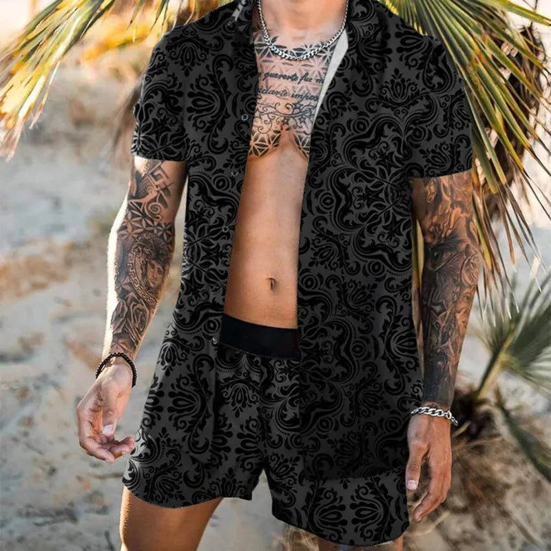Leopard Print Short Sleeve Shirt And Shorts