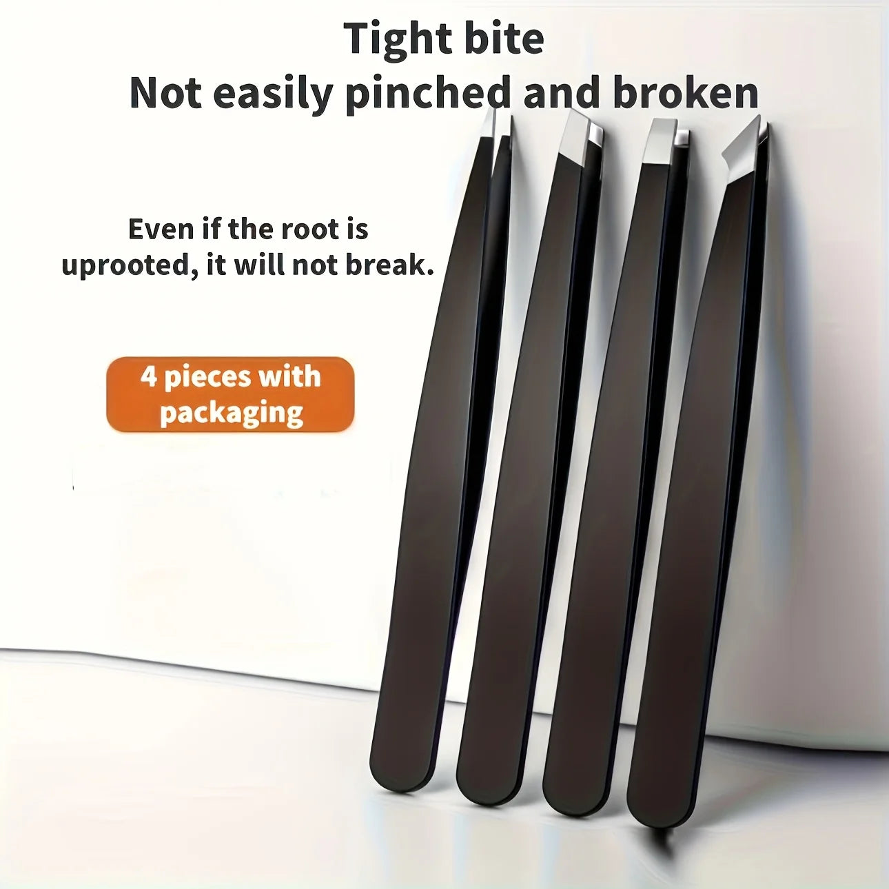 Stainless Steel Black Eyebrow Tweezer with Slant and Flat Point Beauty Tools for Eyelash Tweezer & Ingrown Hair Removal