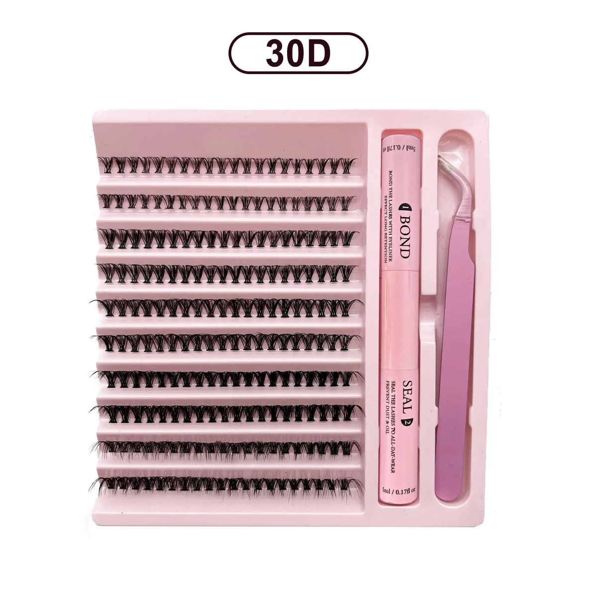 LASHVNNA Lash Clusters Kit With Waterproof Strong Hold DIY Lash Extension Kit Lash Bond And Seal And Eyelash Tweezers Makeup