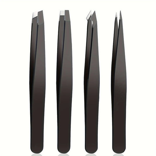 4 Pcs Set High-Quality Stainless Steel Eyebrow Tweezers  Suitable for Eyebrows Eyelashes Remove Beard Christmas Gift